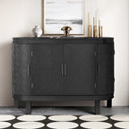 Buffet bas avec portes sculptées antiques – Noir / Blanc / Gris antique / Bleu marine