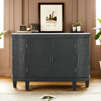 Buffet bas avec portes sculptées antiques – Noir / Blanc / Gris antique / Bleu marine