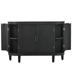 Buffet bas avec portes sculptées antiques – Noir / Blanc / Gris antique / Bleu marine