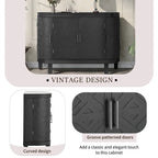 Buffet bas avec portes sculptées antiques – Noir / Blanc / Gris antique / Bleu marine