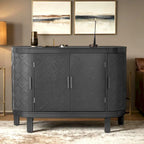 Buffet bas avec portes sculptées antiques – Noir / Blanc / Gris antique / Bleu marine