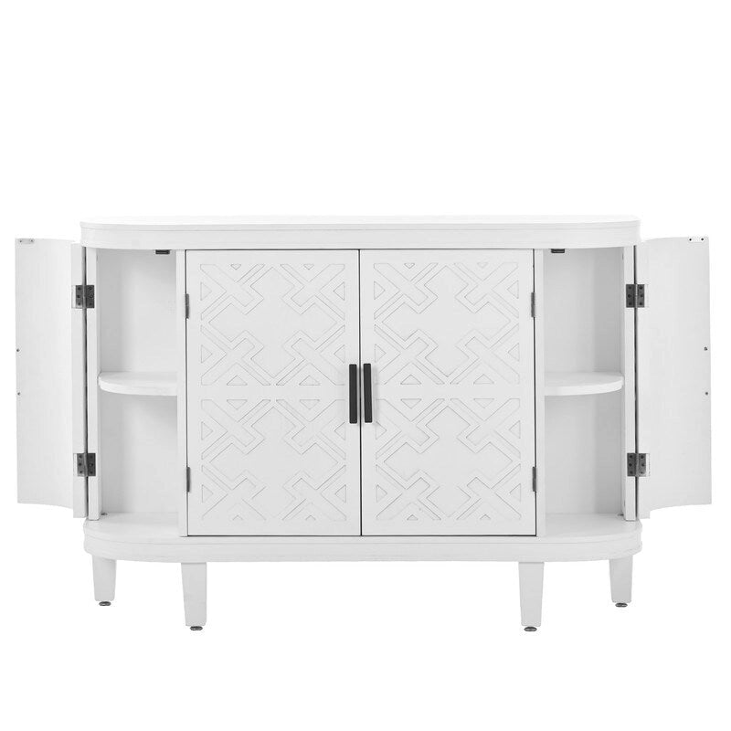 Buffet bas avec portes sculptées antiques – Noir / Blanc / Gris antique / Bleu marine