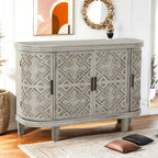 Buffet bas avec portes sculptées antiques – Noir / Blanc / Gris antique / Bleu marine