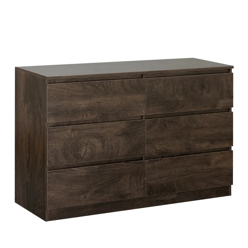 Commode de rangement à 6 tiroirs marron/gris/gris foncé – Convient pour 1 personne