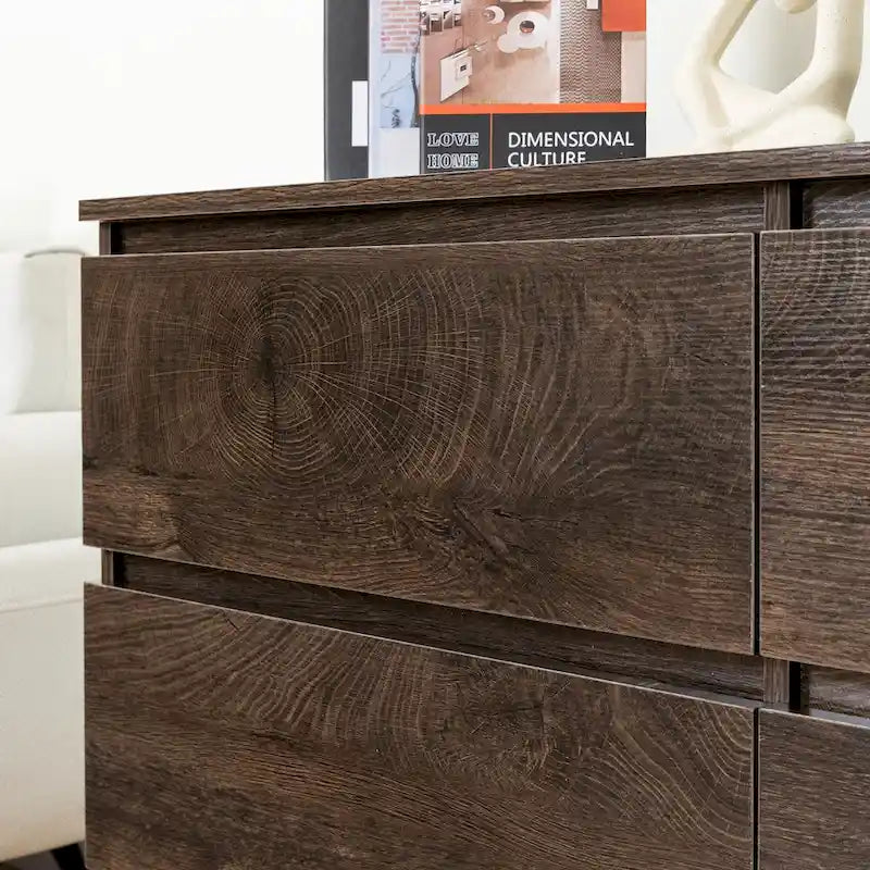 Commode de rangement à 6 tiroirs marron/gris/gris foncé – Convient pour 1 personne