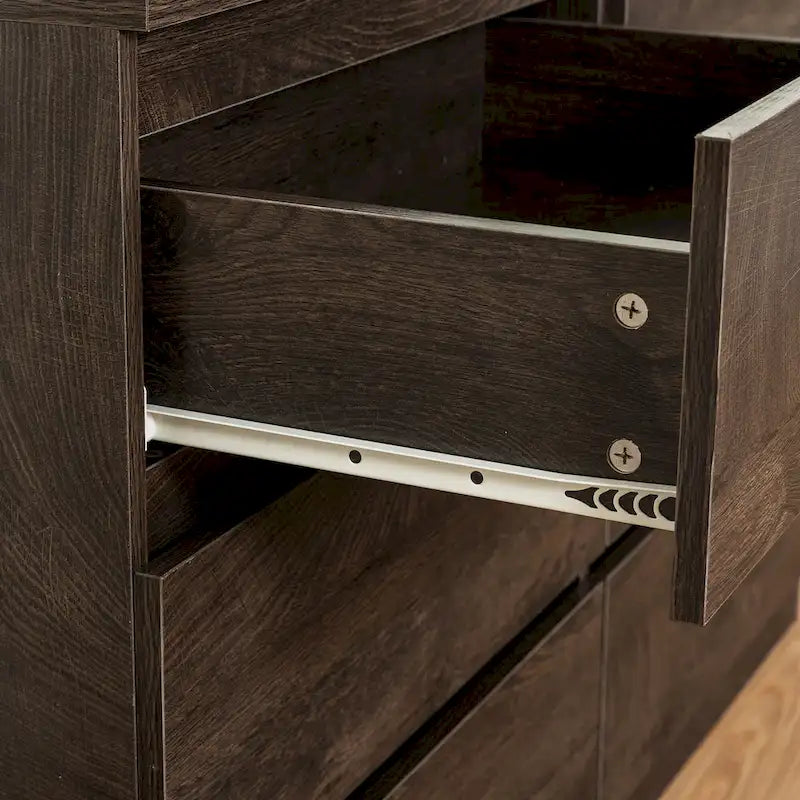 Commode de rangement à 6 tiroirs marron/gris/gris foncé – Convient pour 1 personne