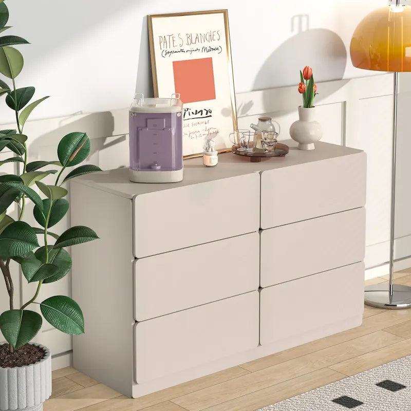 Commode de rangement à 6 tiroirs marron/gris/gris foncé – Convient pour 1 personne