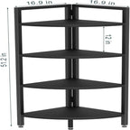 Étagère d'angle à 4 niveaux, Chêne Noyer / Noir, Structure triangulaire, 1 personne