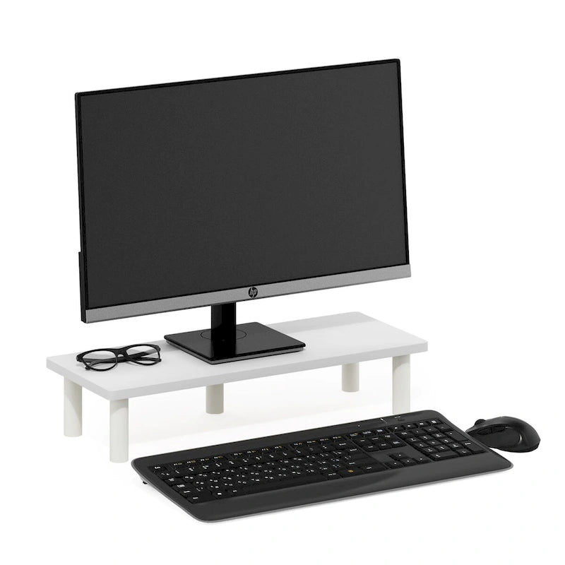 Support de moniteur surélevé à cadre tubulaire blanc, utilisateur unique