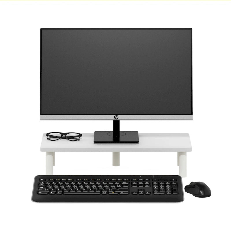 Support de moniteur surélevé à cadre tubulaire blanc, utilisateur unique