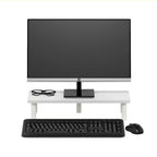 Support de moniteur surélevé à cadre tubulaire blanc, utilisateur unique