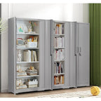 Meuble de rangement en métal noir/gris/blanc crème – 2 portes verrouillables, 4 étagères réglables, assemblage par 2 personnes