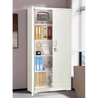 Meuble de rangement en métal noir/gris/blanc crème – 2 portes verrouillables, 4 étagères réglables, assemblage par 2 personnes