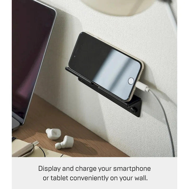 Support mural pour téléphone en acier noir/blanc, pour appareil unique