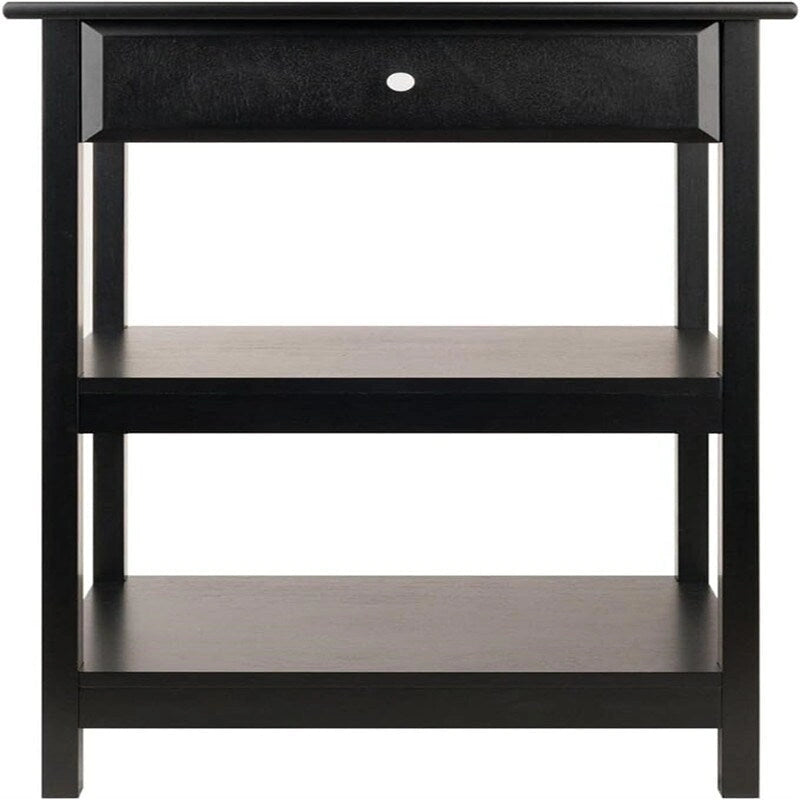 Meuble d'imprimante à 2 étagères avec tiroir Noyer / Blanc / Noir – Convient à 1 imprimante