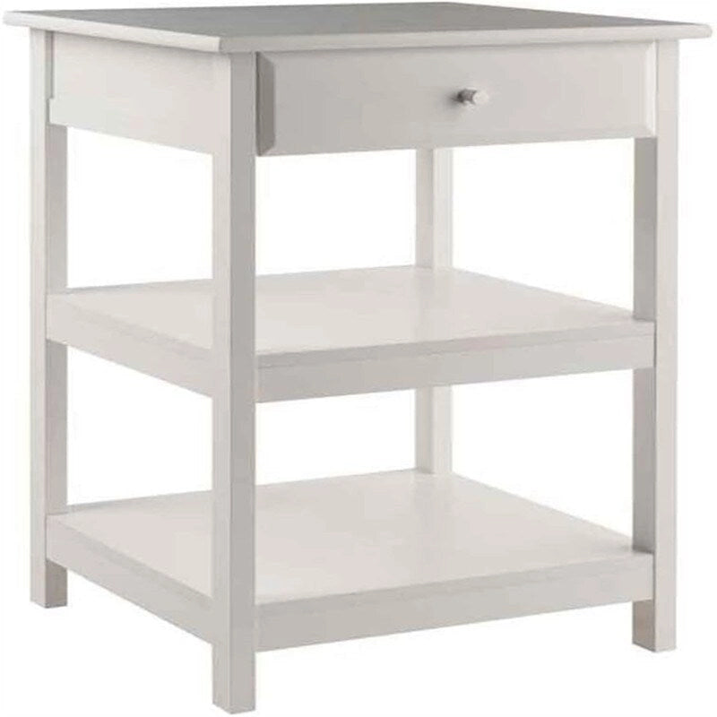 Meuble d'imprimante à 2 étagères avec tiroir Noyer / Blanc / Noir – Convient à 1 imprimante