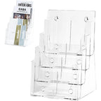 Présentoir à brochures en acrylique transparent, 3 ou 4 niveaux, usage unique