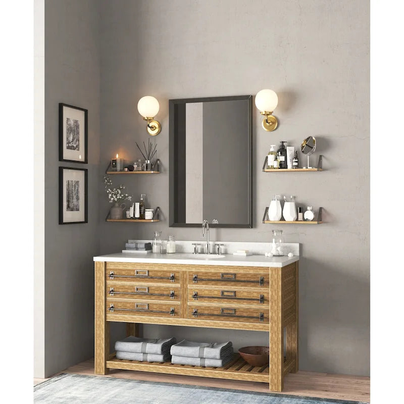 Étagère Murale Flottante Brun Naturel Brûlé, Lot de 2, Installation Facile (1 personne)