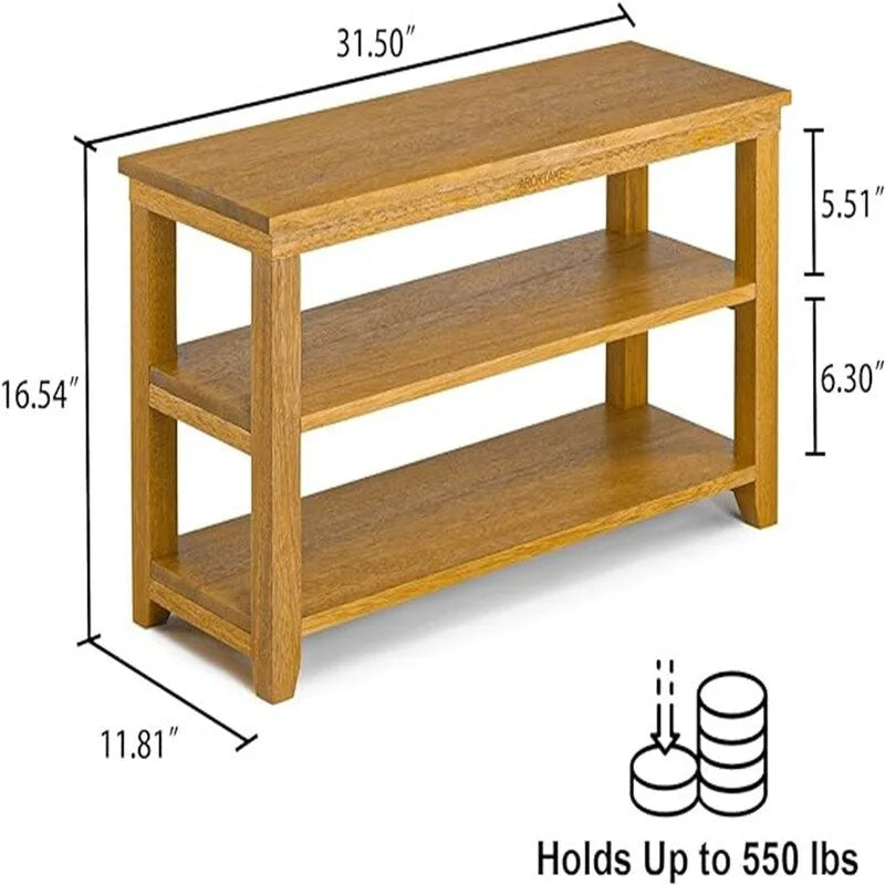 Banc à chaussures en bois à 2 niveaux naturel/marron pour 1 à 2 personnes