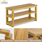 Banc à chaussures en bois à 2 niveaux naturel/marron pour 1 à 2 personnes