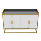 Buffet en Bois Noir Brillant et Doré avec Pieds en Métal Doré