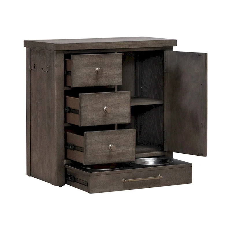 Mangeoire pour animaux avec tiroirs de rangement « Flea Market », blanc/gris anthracite – 1 animal
