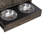 Mangeoire pour animaux avec tiroirs de rangement « Flea Market », blanc/gris anthracite – 1 animal