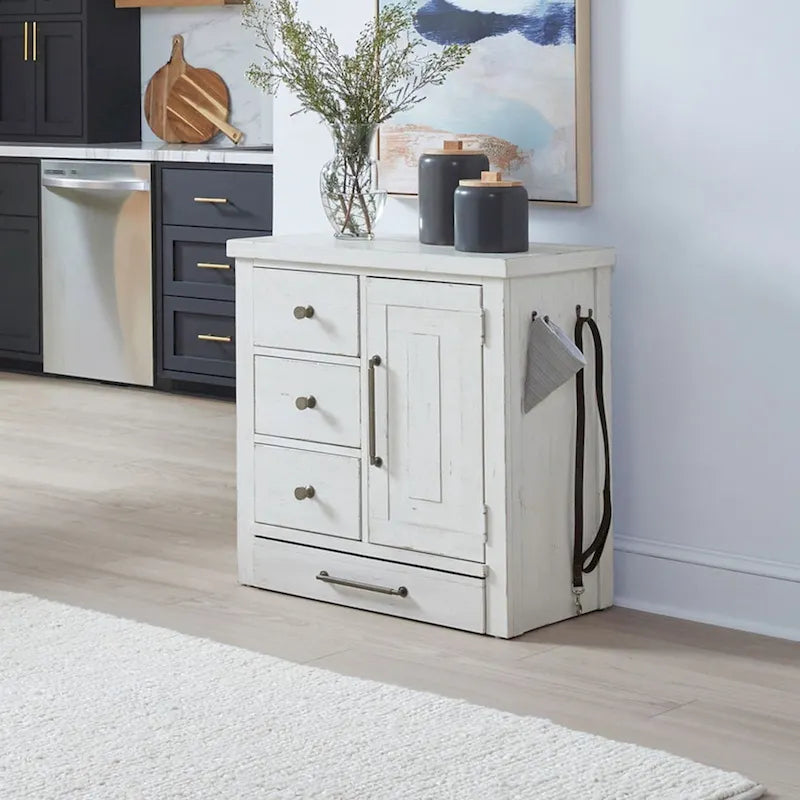 Mangeoire pour animaux avec tiroirs de rangement « Flea Market », blanc/gris anthracite – 1 animal