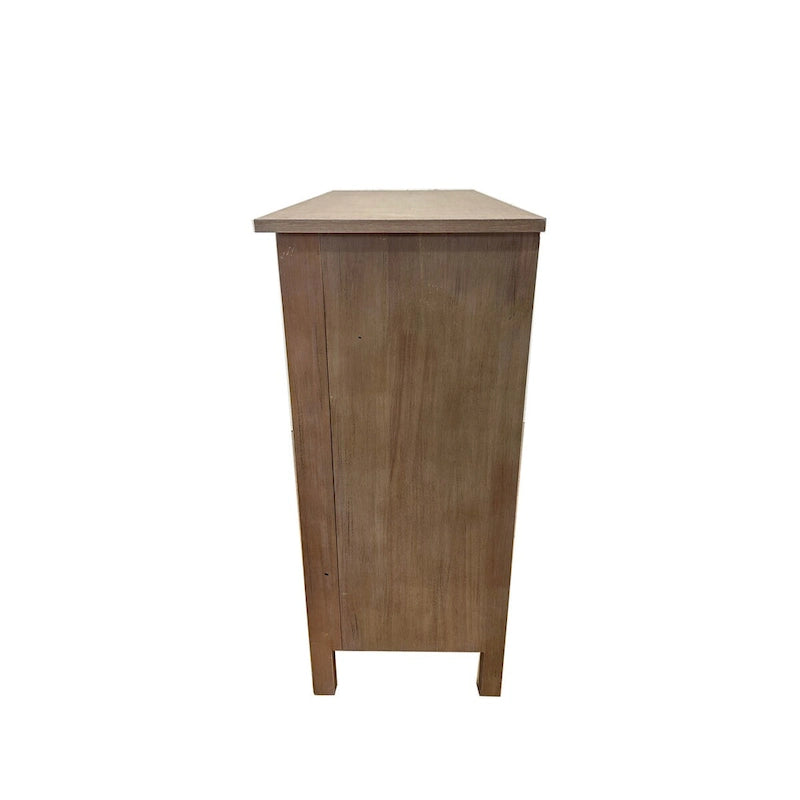 Meuble de rangement marron à 2 portes – Style sculpté à la main, assemblage par 1 personne