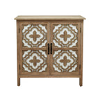 Meuble de rangement marron à 2 portes – Style sculpté à la main, assemblage par 1 personne