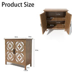 Meuble de rangement marron à 2 portes – Style sculpté à la main, assemblage par 1 personne