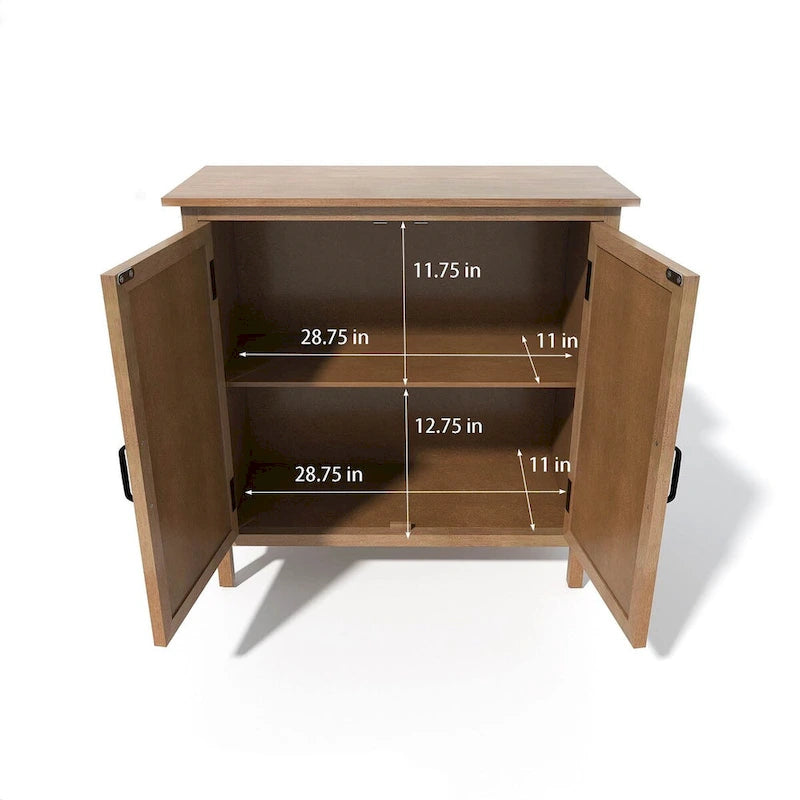 Meuble de rangement marron à 2 portes – Style sculpté à la main, assemblage par 1 personne