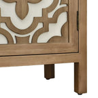 Meuble de rangement marron à 2 portes – Style sculpté à la main, assemblage par 1 personne