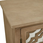 Meuble de rangement marron à 2 portes – Style sculpté à la main, assemblage par 1 personne