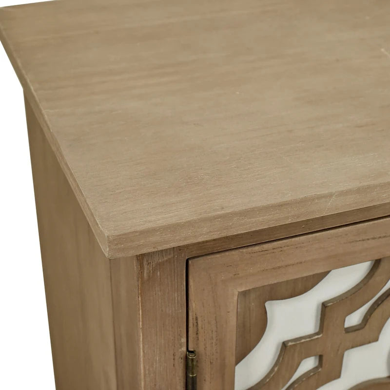 Meuble de rangement marron à 2 portes – Style sculpté à la main, assemblage par 1 personne