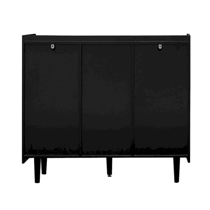 Bahut Buffet Noir & Rouge – 2 Tiroirs, 2 Étagères Ouvertes, 1 Placard