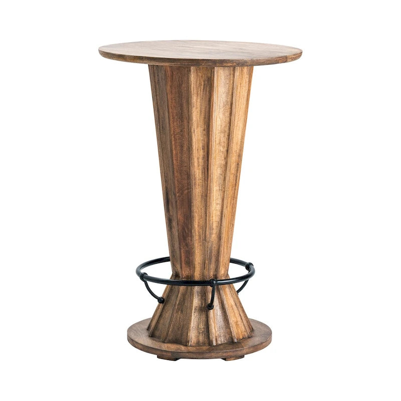 Table de pub ronde marron, bois rustique, 2 places – 71 cm l. x 71 cm P. x 107 cm H.