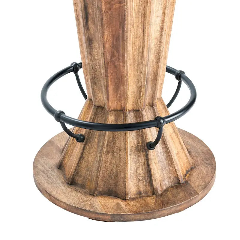 Table de pub ronde marron, bois rustique, 2 places – 71 cm l. x 71 cm P. x 107 cm H.