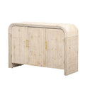 Enfilade Courbe – Finition Bois Naturel / Noir Antique, Poignées Dorées, 2 Portes