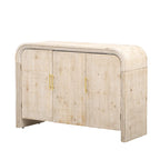 Enfilade Courbe – Finition Bois Naturel / Noir Antique, Poignées Dorées, 2 Portes