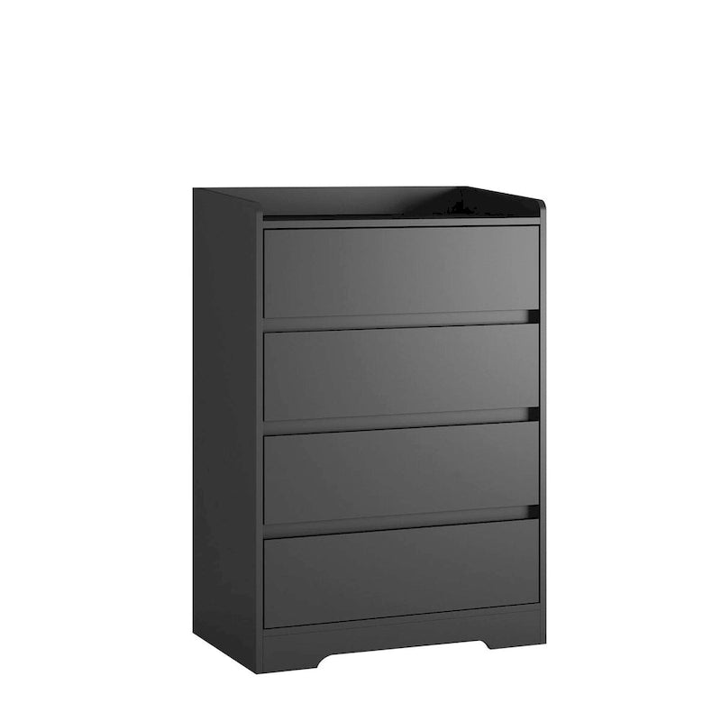Commode en bois 4 tiroirs Blanc/Noir, Style Moderne Minimaliste, 1 unité