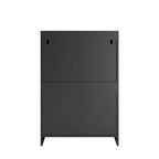 Commode en bois 4 tiroirs Blanc/Noir, Style Moderne Minimaliste, 1 unité