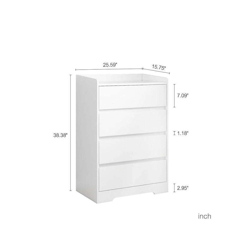 Commode en bois 4 tiroirs Blanc/Noir, Style Moderne Minimaliste, 1 unité