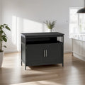 Buffet bas noir avec porte aimantée et étagère ouverte – Assemblage par 1 personne