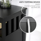 Buffet bas noir avec porte aimantée et étagère ouverte – Assemblage par 1 personne