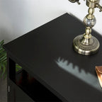 Buffet bas noir avec porte aimantée et étagère ouverte – Assemblage par 1 personne