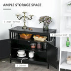 Buffet bas noir avec porte aimantée et étagère ouverte – Assemblage par 1 personne