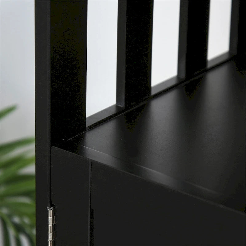 Buffet bas noir avec porte aimantée et étagère ouverte – Assemblage par 1 personne
