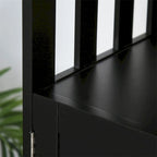 Buffet bas noir avec porte aimantée et étagère ouverte – Assemblage par 1 personne