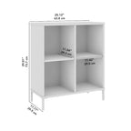 Bibliothèque de rangement 4 cubes blanche – Pieds en acier, 2 étagères